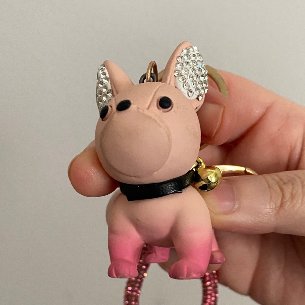 Pink Dog Keychain with Rhinestones - Picture 3 of 6